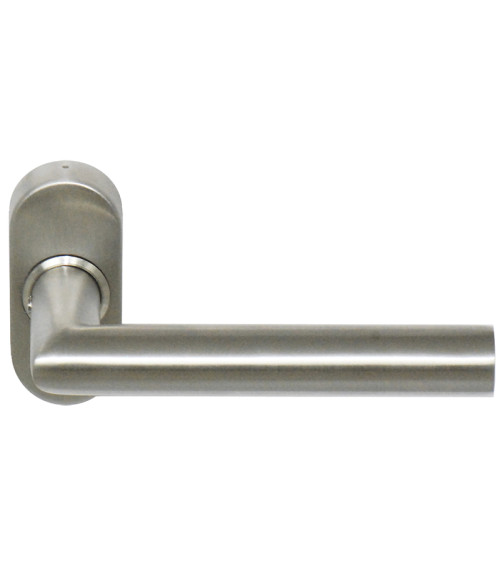 Poignée de porte renforcée sur rosace ovale étroite pour menuiseries aluminium