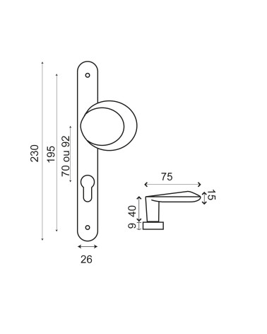 Dessin Palière étroite inox Amande EUROWALE