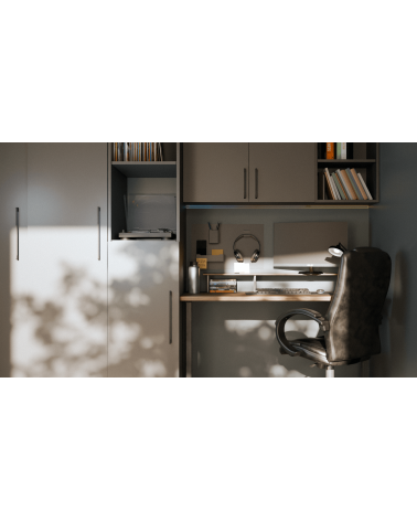 Poignée de meuble noire mat TECHNO poignée design montée sur un meuble de bureau