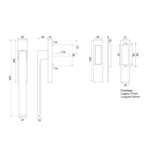 Majestea longue argent pour baie coulissante levante BDC EUROWALE