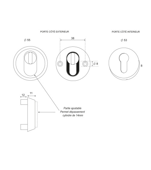 Rosace de sécurité ronde Inox Noire EUROWALE
