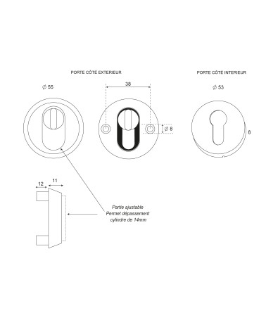 Dessin Rosace de sécurité ronde Inox  EUROWALE