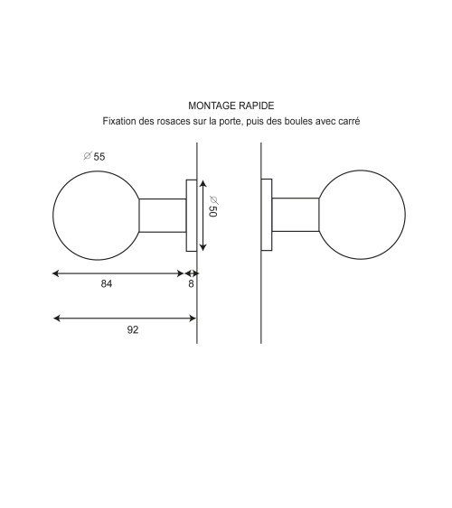 Poignée de porte Boule double inox EUROWALE