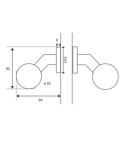 Poignée de porte boule double déportée rosace ronde EUROWALE