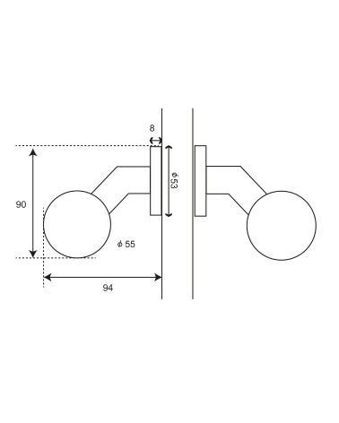 Dessin Poignée de porte boule double déportée rosace ronde EUROWALE