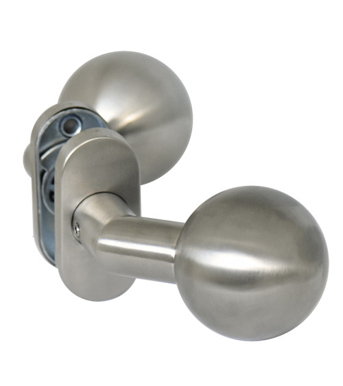 Poignée de porte boule double déportée rosace ovale EUROWALE