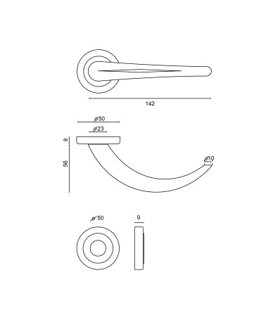 Dessin Poignée de porte Apollon + Rosace  EUROWALE
