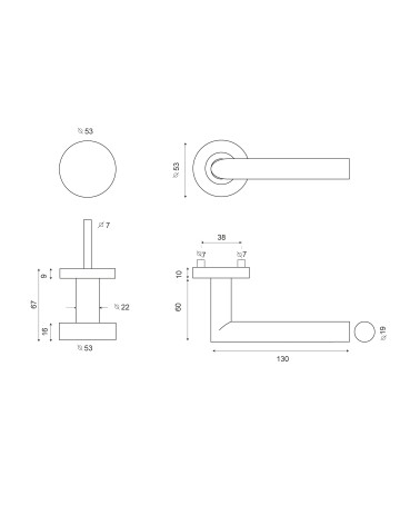 Dessin technique Ensemble palière Cylindre/Altesse Gris Lumière PVD