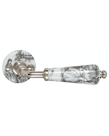 Poignées de porte chrome en porcelaine blanche et noir Merigous