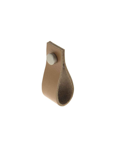 Bouton de meuble tirette en cuir fauve clair