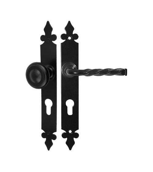 Poignée de porte rétro noire mat sur rosace – Modèle Elisabeth