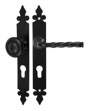 Poignée de porte rétro noire mat sur rosace – Modèle Elisabeth
