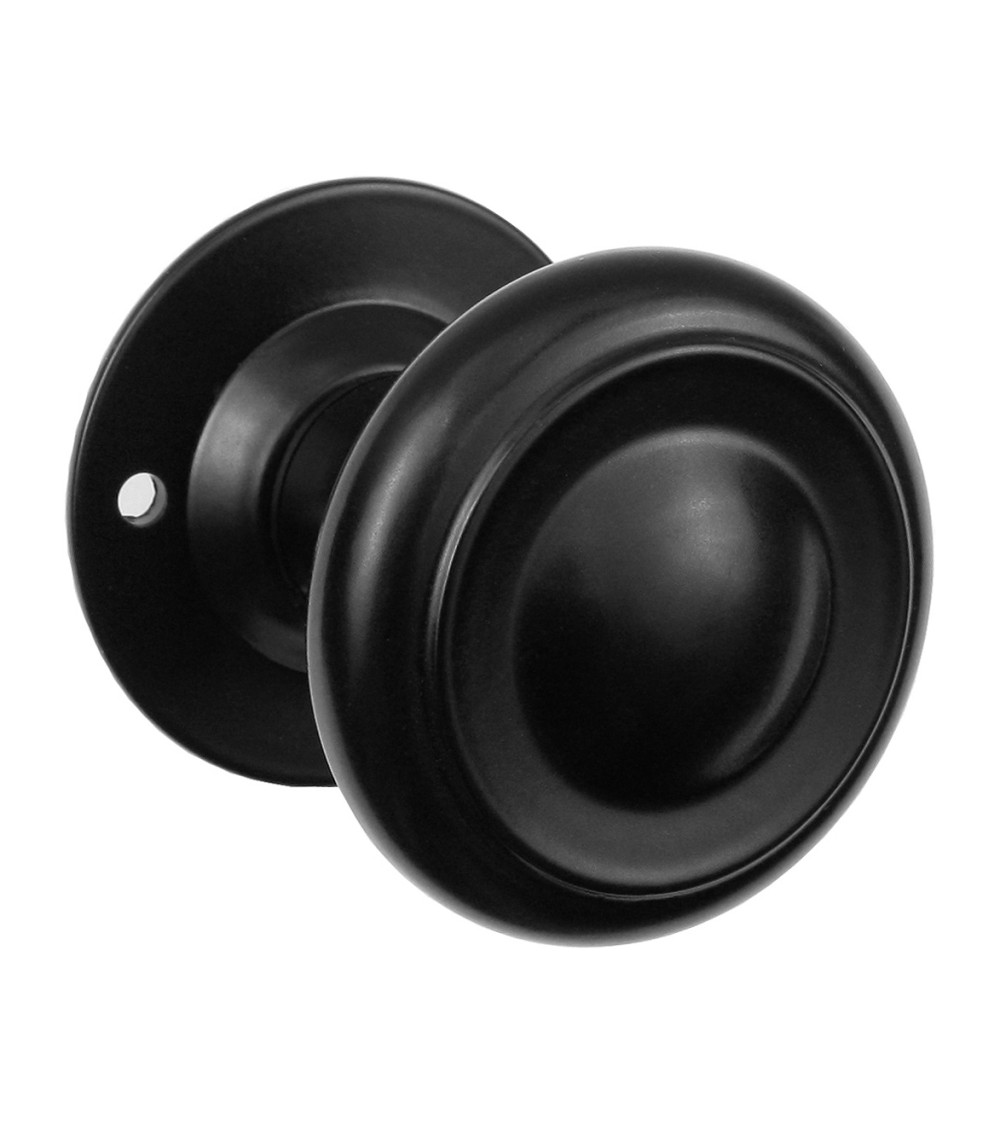 Bouton de porte rétro noir mat sur plaque longue pour porte, portail et portillon – Collection Elisabeth
