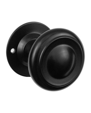 Bouton de porte rétro noir mat sur plaque longue pour porte, portail et portillon – Collection Elisabeth