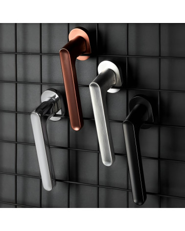 Poignée de porte moderne JACOB poignée design présentée sur une grille