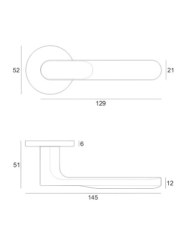 Poignée de porte minimaliste RITA avec dimensions