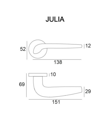 Poignée de porte en zamak JULIA avec légendes