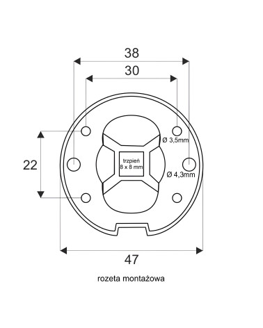 Poignée de porte FRESSIA avec dessin technique