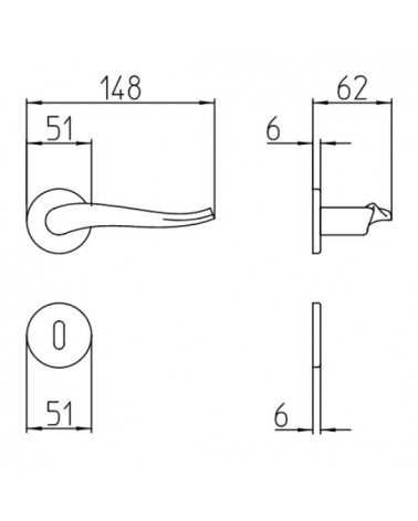 Poignée de porte Mandelli Spin avec dimensions