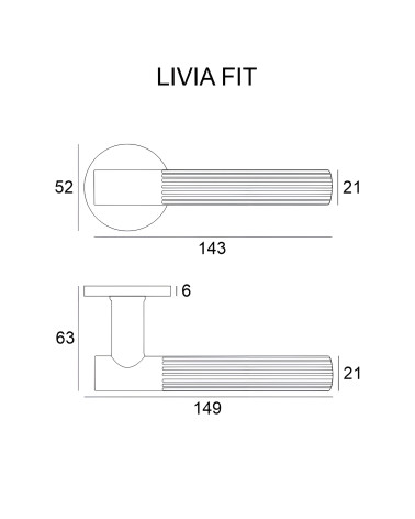 Poignée de porte LIVIA avec dimensions