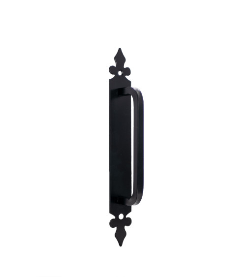 Poignée rétro noire mate sur plaque pour porte, portail et portillon