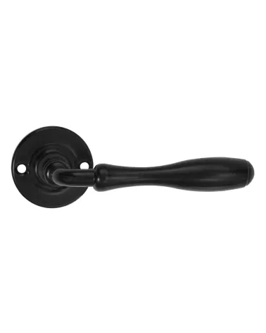 Poignées de porte rétro noires mates sur rosaces rondes pour portes, portails et portillons – Collection Joséphine