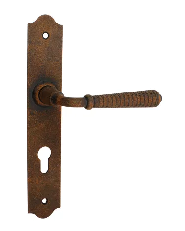 Poignées de porte rétro rouille sur plaques longues pour portes, portails et portillons – Collection Hinon