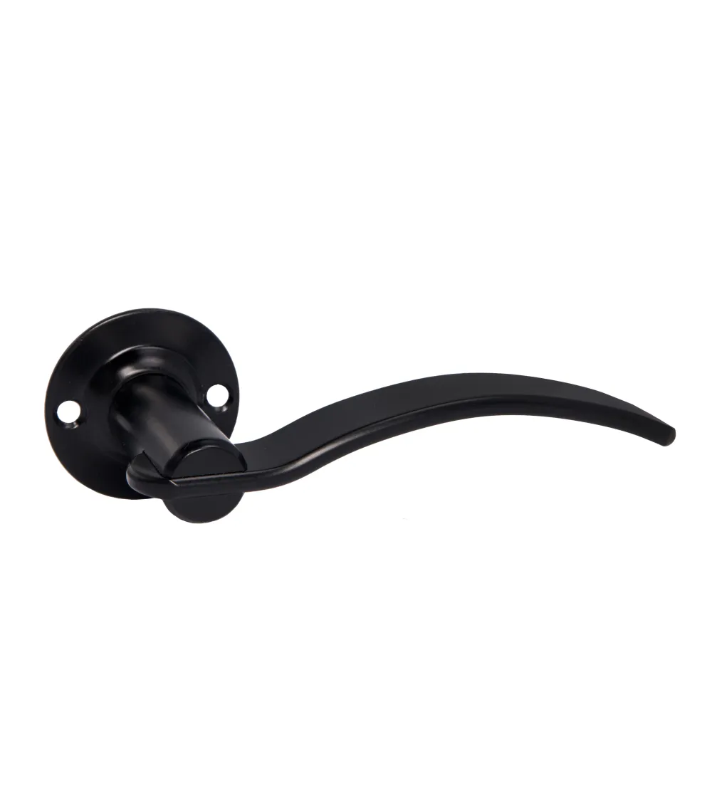 Poignées de porte rétro noires mates sur rosaces rondes pour portes, portails et portillons – Collection Constance