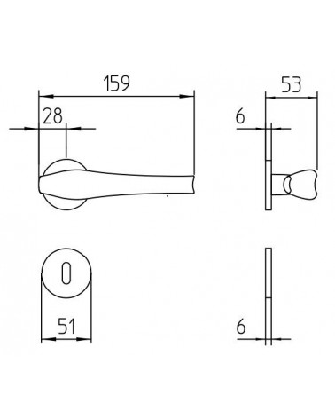 Poignée de porte Mandelli Aqualung avec dimensions