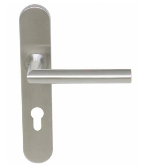 Poignée de porte élégante sur petite plaque inox brossé 165 Altesse - MillaPoignées