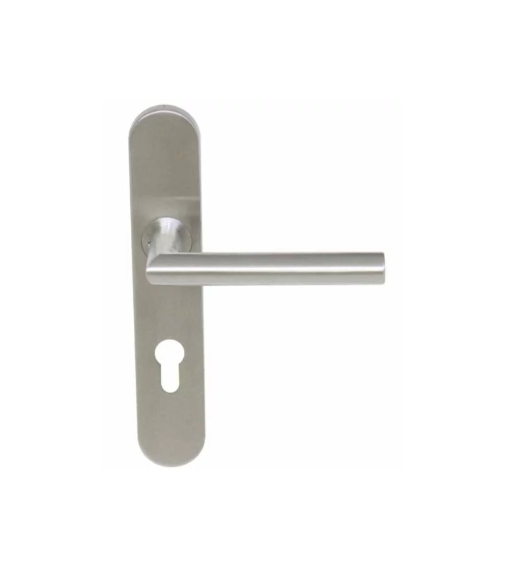 Poignée de porte élégante sur petite plaque inox brossé 165 Altesse - MillaPoignées