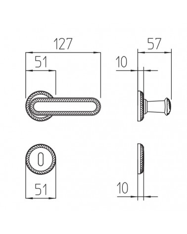 Poignée de porte Mandelli Coco avec dimensions