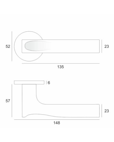 Poignée de porte design moderne en zamak TACTUS ronde avec dimensions