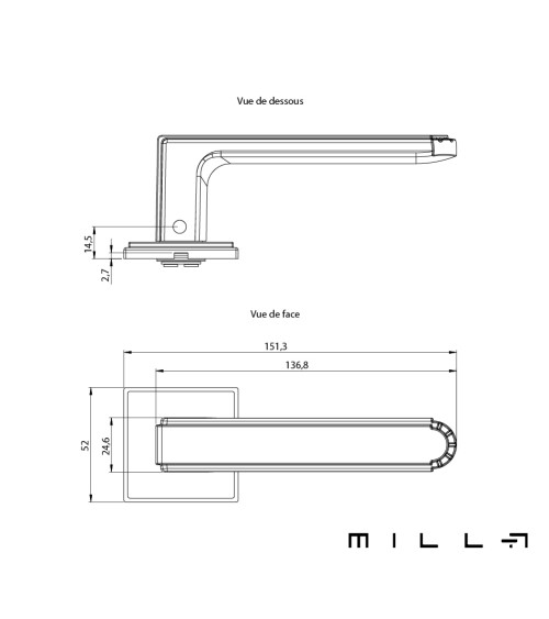 Poignée de porte graphite MIMOSA poignée design