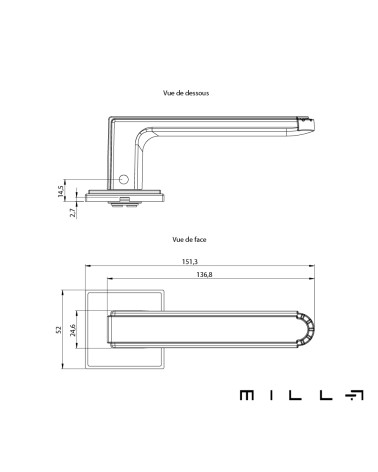 Poignée de porte MIMOSA avec dimensions