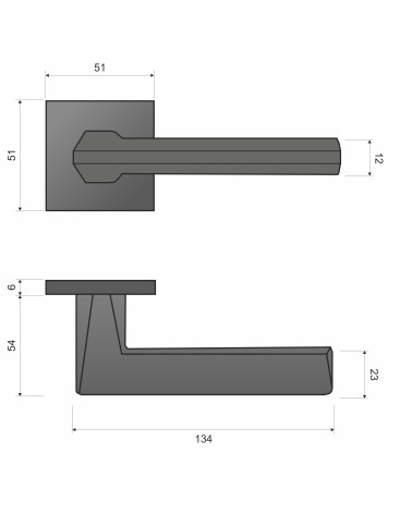 Poignée de porte en zamak ARA avec dimensions