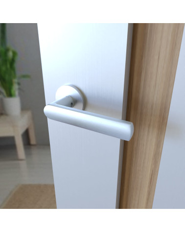 Poignée de porte chrome satiné TORINO poignée design vue de haut inclinée