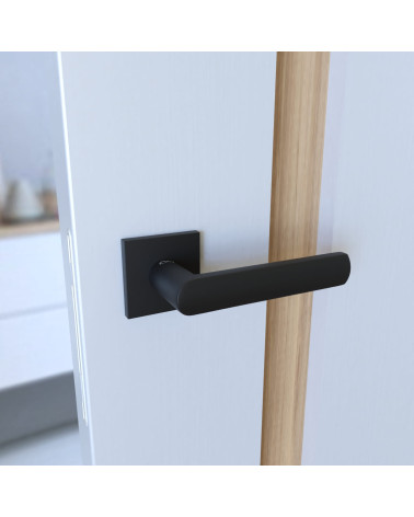 Poignée de porte noire TORINO quincaillerie design montée sur une porte