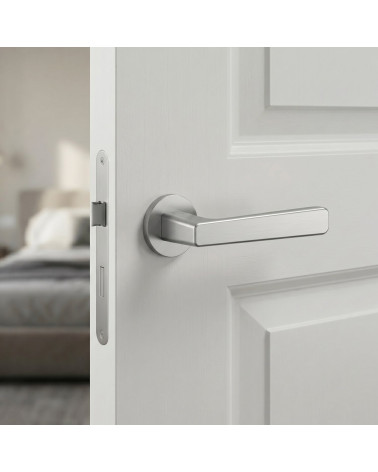 Poignée de porte chrome satiné PARMA ronde