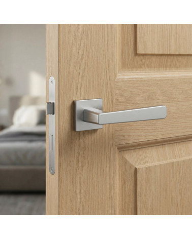 Poignée de porte chrome satiné PARMA carrée