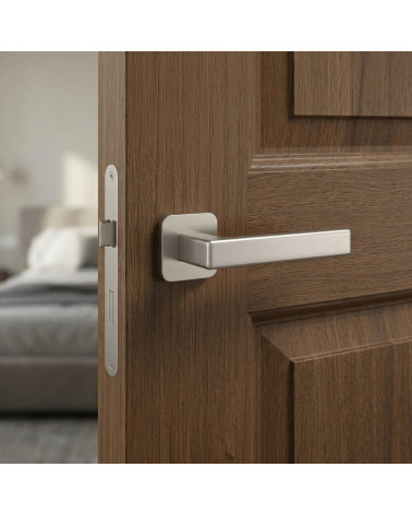 Poignée de porte couleur nickel satiné TILIA carrée arrondie