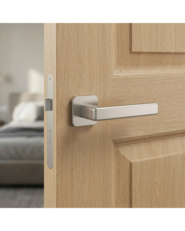 Poignée de porte couleur nickel satiné TILIA carrée arrondie