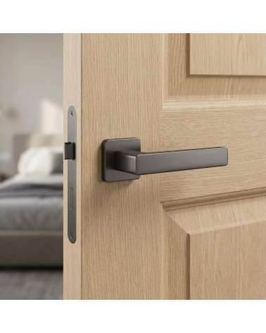 Poignée de porte anthracite ERICA carrée arrondie