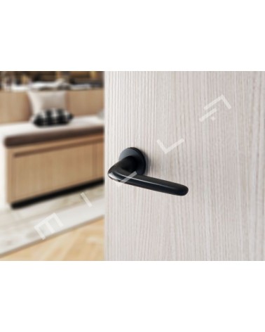 Poignée de porte Noire AZALIA poignée design montée sur une porte