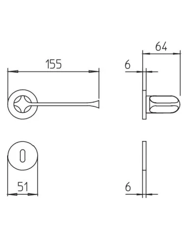 Poignée de porte Mandelli MM80 avec dimensions