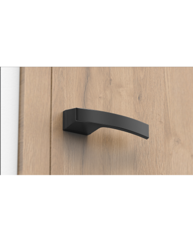 Poignée de porte noire Arc poignée design vue de bas montée sur une porte
