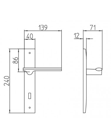 Poignée de porte longitudinale Mandelli Ara avec dimensions