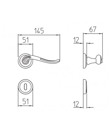 Poignée de porte Mandelli Lord avec dimensions