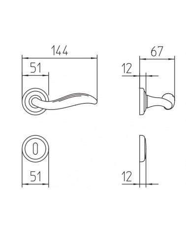 Poignée de porte Mandelli Plisse avec dimensions