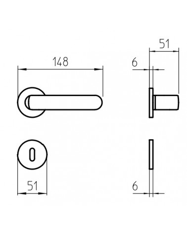 Poignée de porte en laiton Mandelli PP33 avec dimensions